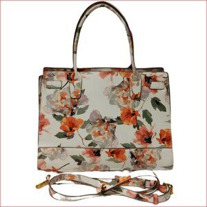 Love & Lore Crossbody Purse Large Handbag/Satchel Tote White with Roses